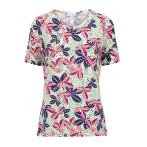 Shirt Groen Staafje Paars Fucsia Blad