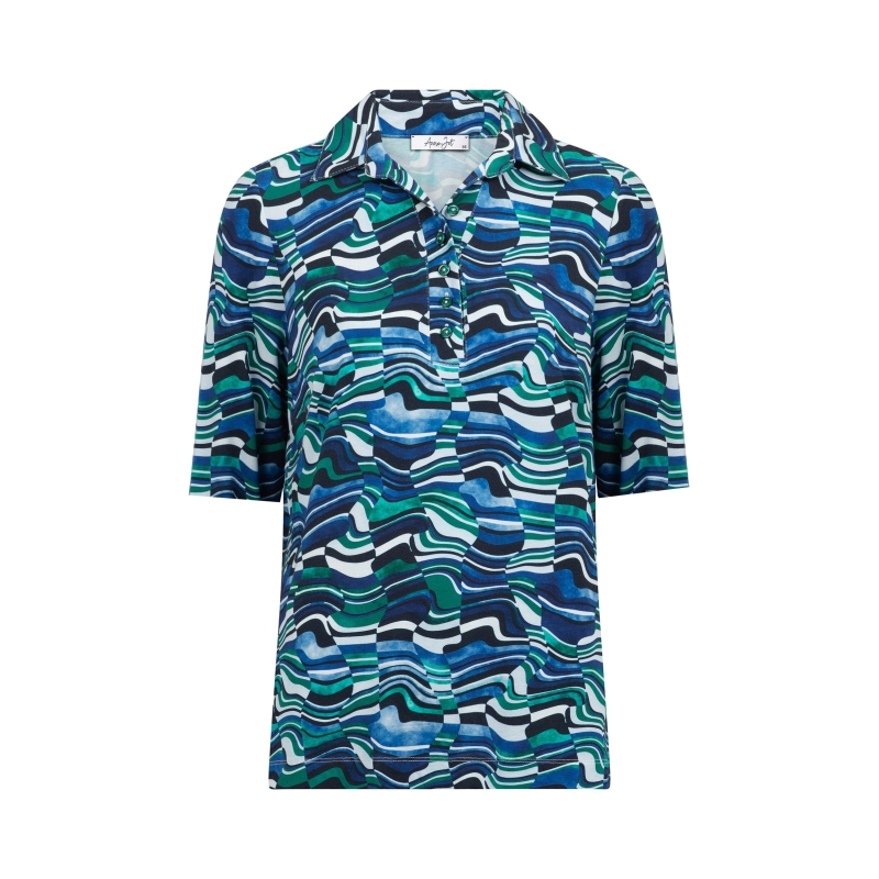 Poloshirt Cool Green Marine Grafisch Patroon
