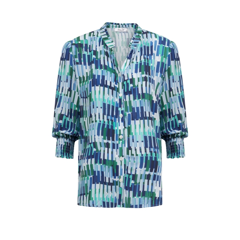 Blouse Cool Green Marine Staafjes Smock